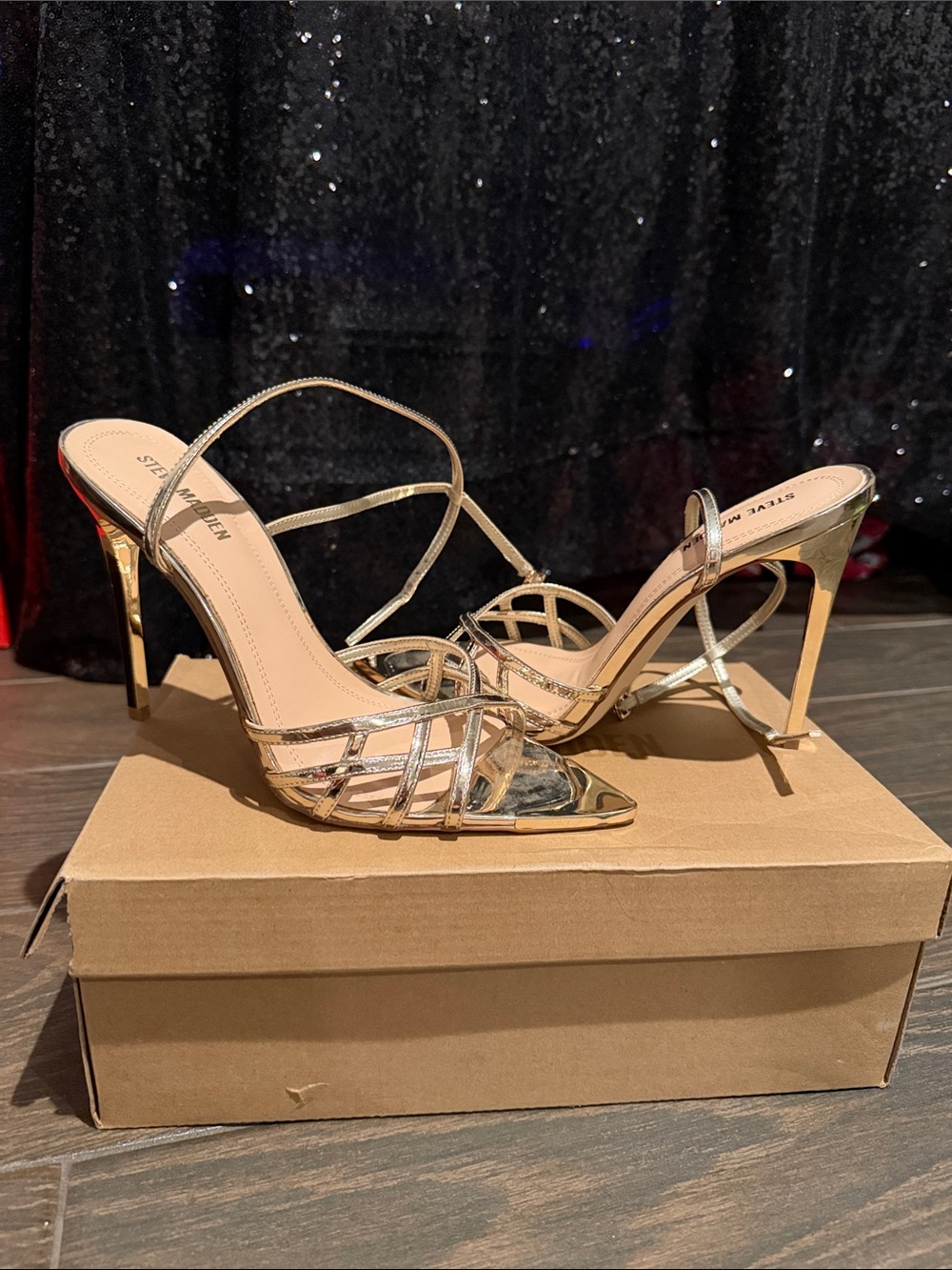 Steve Madden Metallic Gold Strappy High Heel Sandals